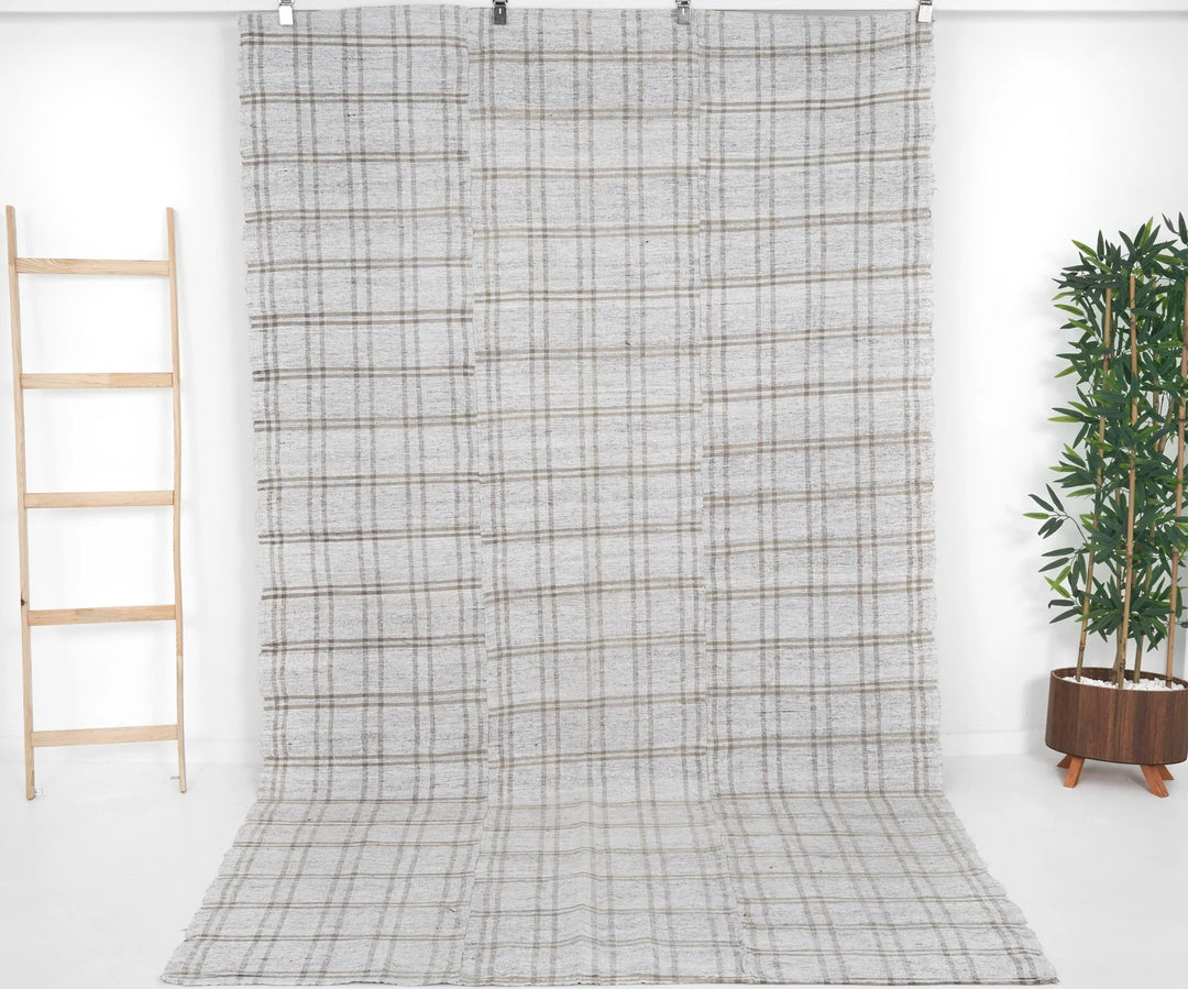 Gray Turkish Kilim Rug 5'10" x 9'7" Flat-Weave | No. VR34696