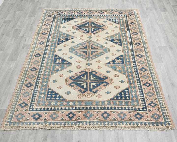 Neutral Oushak Rug 5' 9" x 6' 11" | No. VR34716