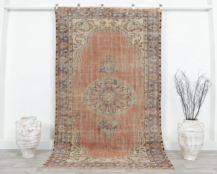 Multicolor Turkish Oushak Rug 4'11" x 8'6" Hand-Knotted