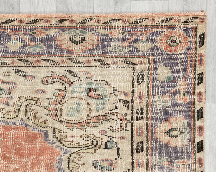 Multicolor Turkish Oushak Rug 4'11" x 8'6" Hand-Knotted pattern