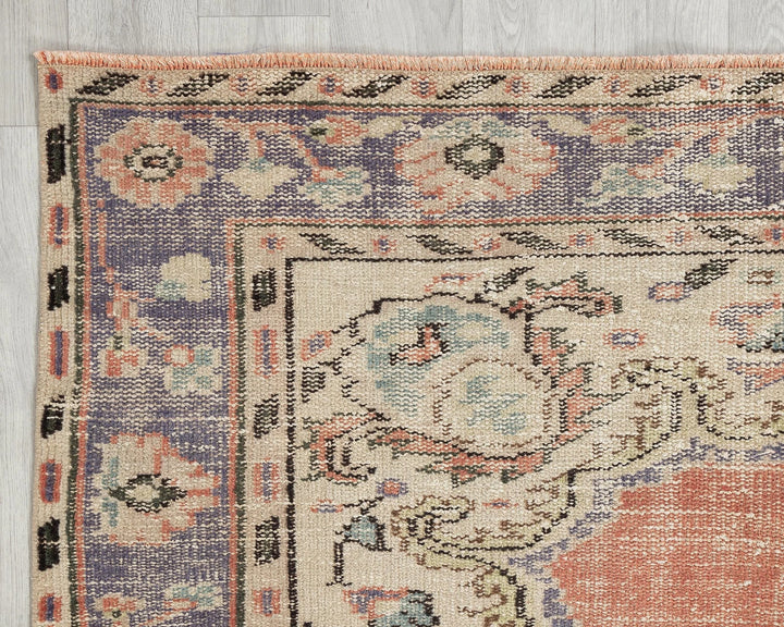 Multicolor Turkish Oushak Rug 4'11" x 8'6" Hand-Knotted border