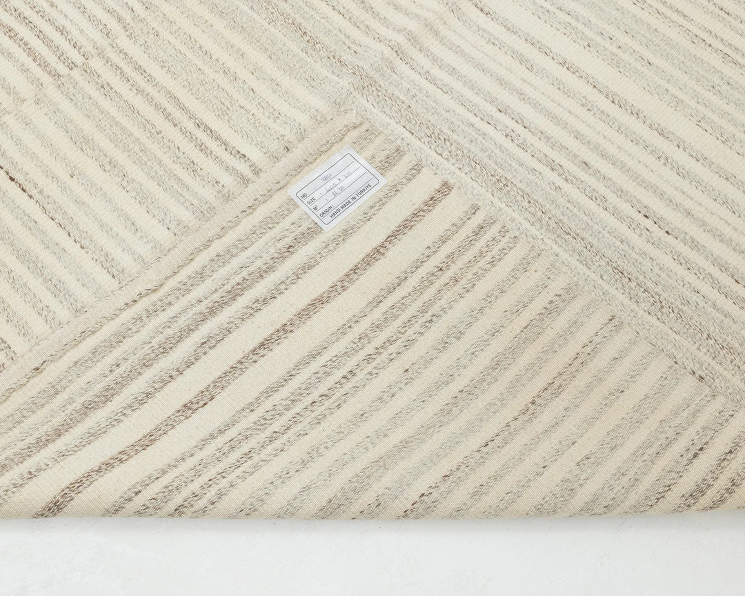Beige Turkish Kilim Rug 10' 1" x 13' 4" Flat-Weave | No. VR35076
