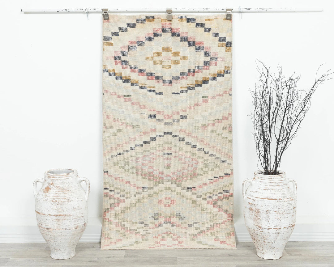 Beige Turkish Oushak Rug 2'10" x 5'2" Hand-Knotted | No. VR35091