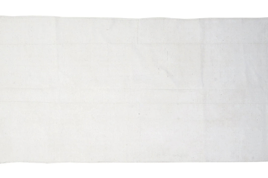 White Turkish Kilim Rug 4' 10" x 9' Flat-Weave | No. VR35148