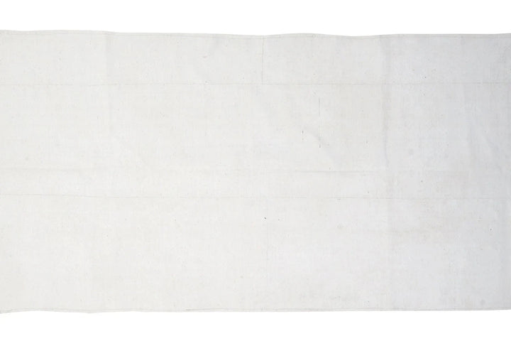 White Turkish Kilim Rug 4' 10" x 9' Flat-Weave | No. VR35148