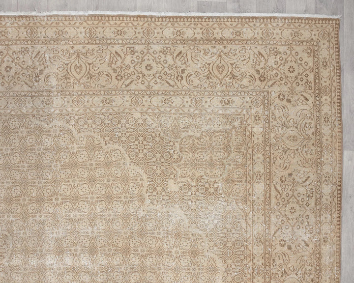 Beige Turkish Oushak Rug 9'6" x 12'2" Hand-Knotted | No. VR35230