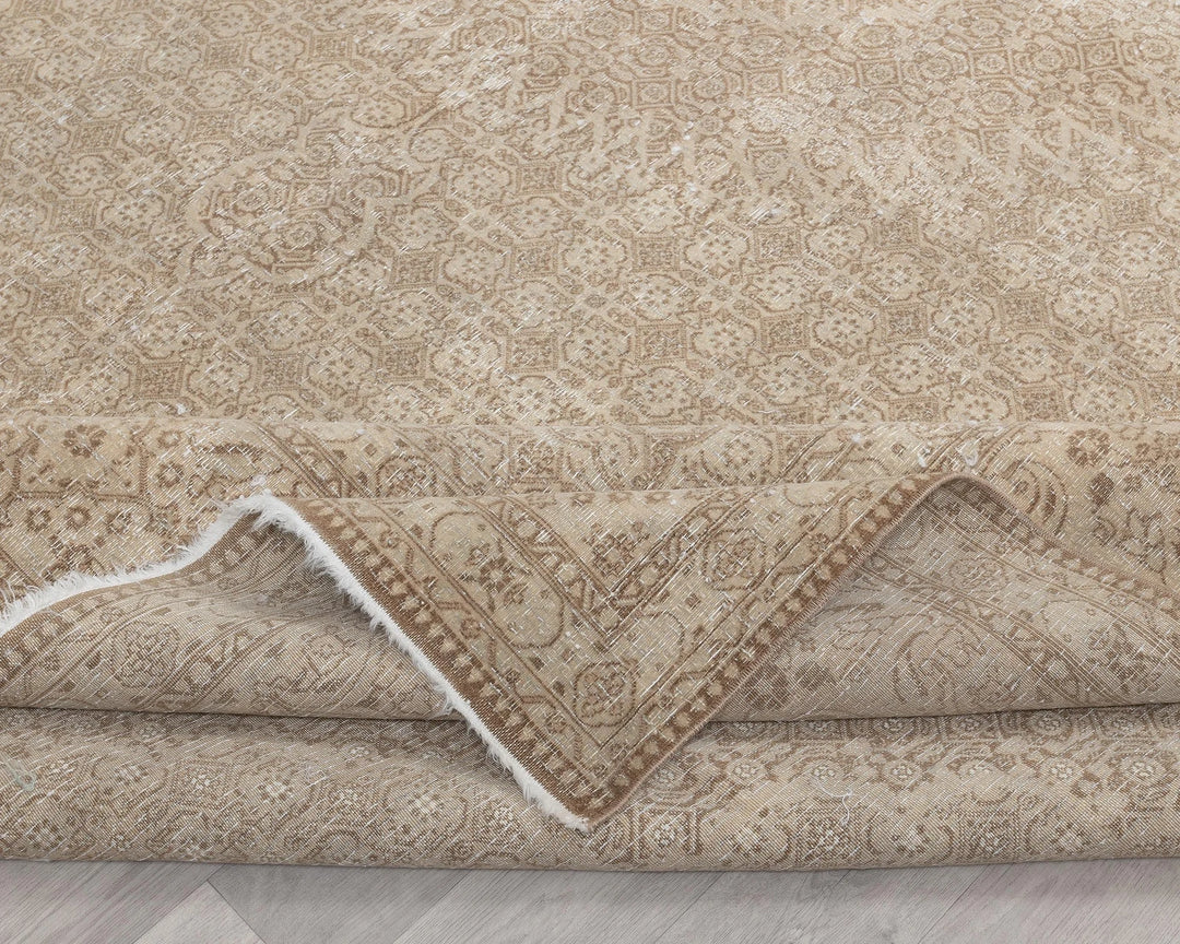 Beige Turkish Oushak Rug 9'6" x 12'2" Hand-Knotted | No. VR35230