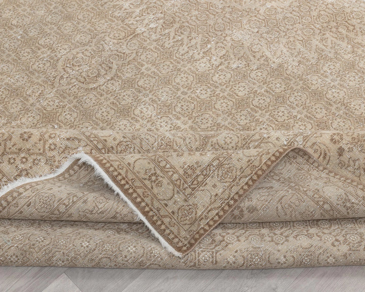 Beige Turkish Oushak Rug 9'6" x 12'2" Hand-Knotted | No. VR35230