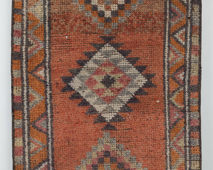 Orange Turkish Oushak Rug 11' 10" x 2' 7" Hand-Knotted | No. VR35268