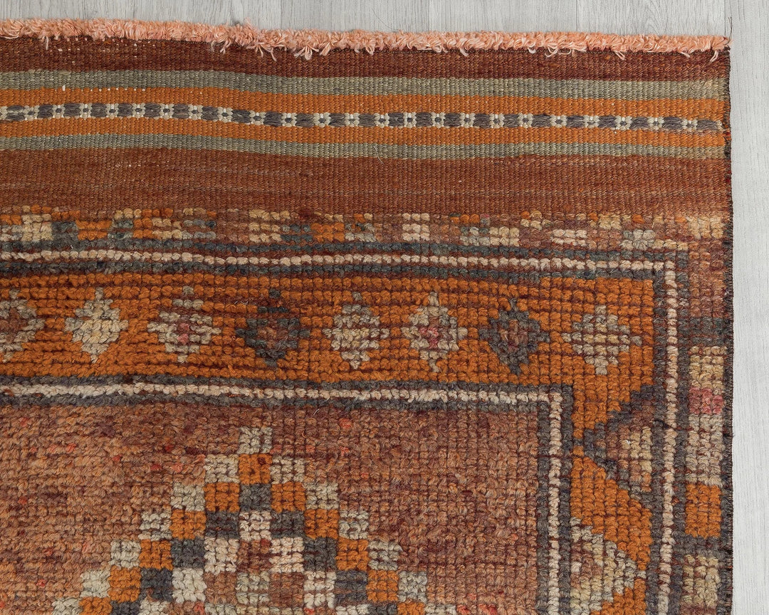 Orange Turkish Oushak Rug 11' 10" x 2' 7" Hand-Knotted | No. VR35268