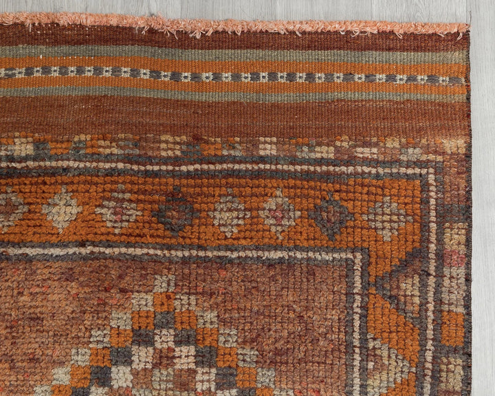 Orange Turkish Oushak Rug 11' 10" x 2' 7" Hand-Knotted | No. VR35268
