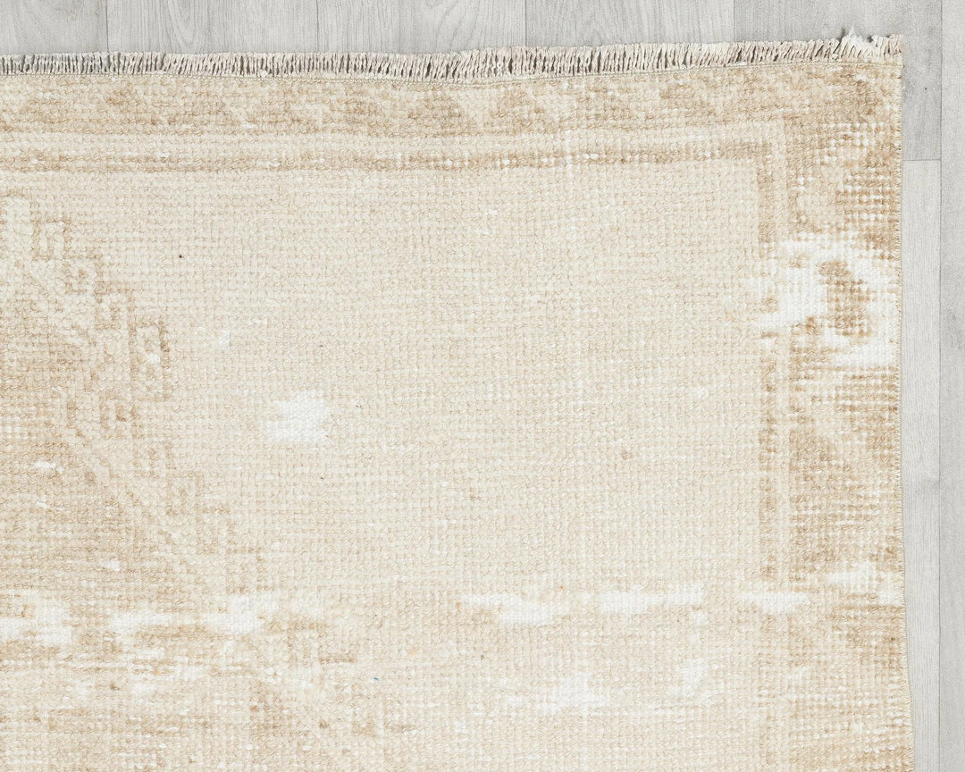 Beige Turkish Oushak Rug 3'7" x 12'1" Hand-Knotted | No. VR35358