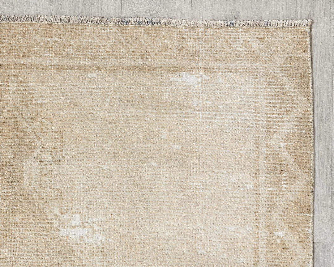 Beige Turkish Oushak Rug 3'7" x 12'1" Hand-Knotted | No. VR35358