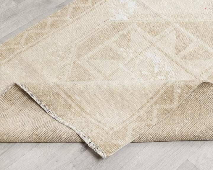 Beige Turkish Oushak Rug 3'7" x 12'1" Hand-Knotted | No. VR35358