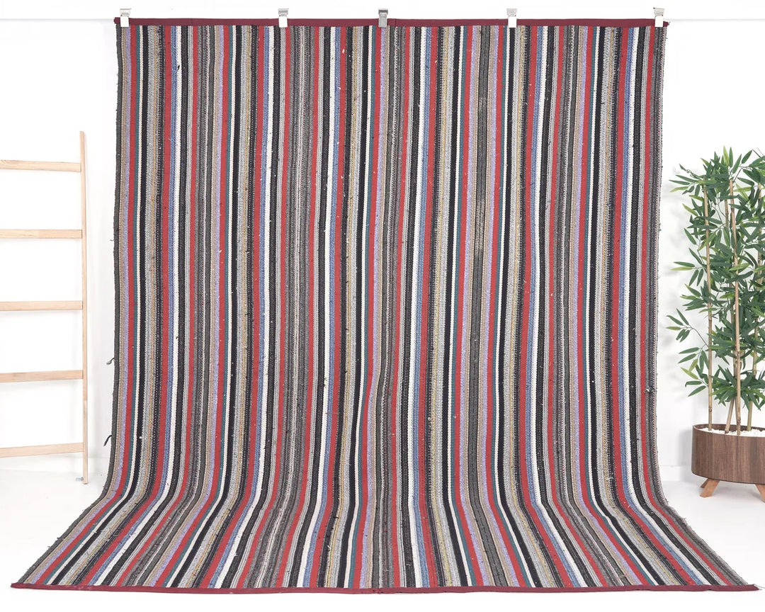 Multicolor Turkish Kilim Rug 7' 2" x 9' 2" Flat-Weave | No. VR35444