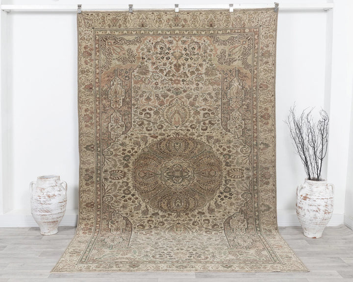 Multicolor Turkish Oushak Rug 6'2" x 9'4" Hand-Knotted | No. VR35596