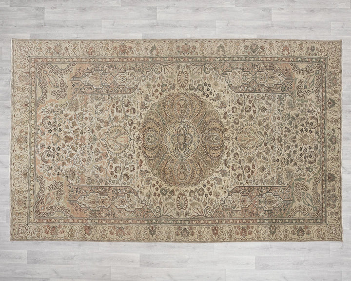 Multicolor Turkish Oushak Rug 6'2" x 9'4" Hand-Knotted | No. VR35596