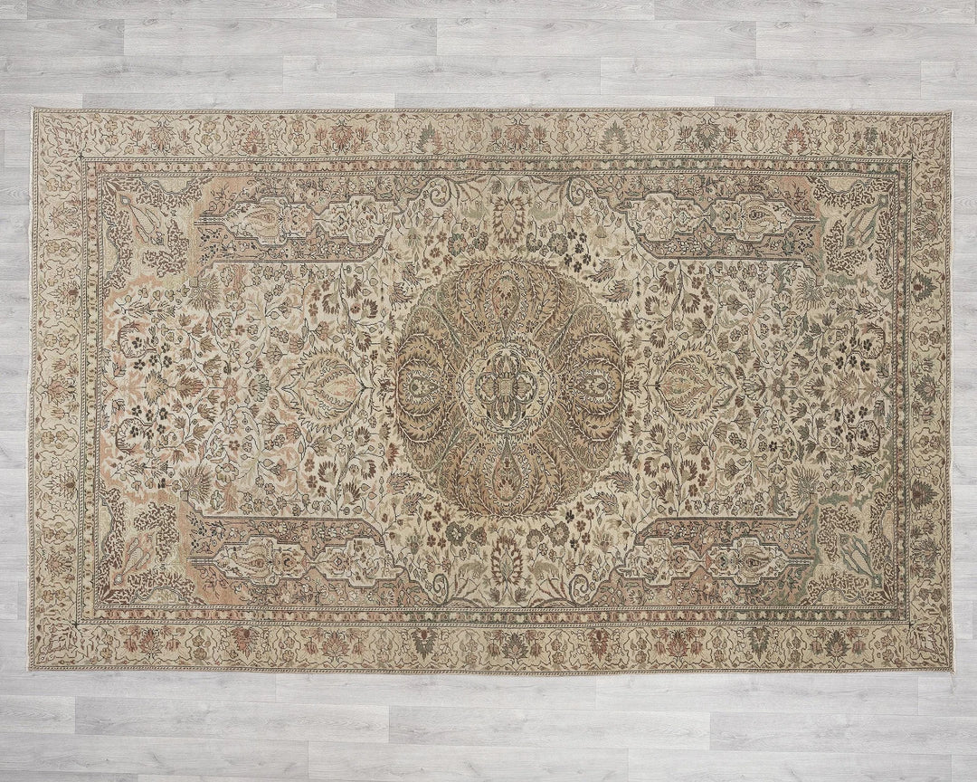 Multicolor Turkish Oushak Rug 6'2" x 9'4" Hand-Knotted | No. VR35596