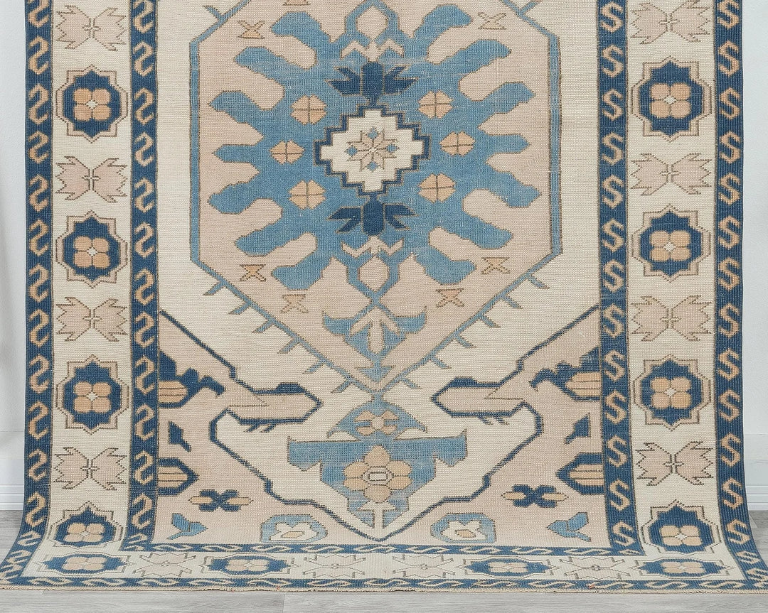 Beige Turkish Oushak Rug 5' 2" x 7' 8" Hand-Knotted | No. VR35676