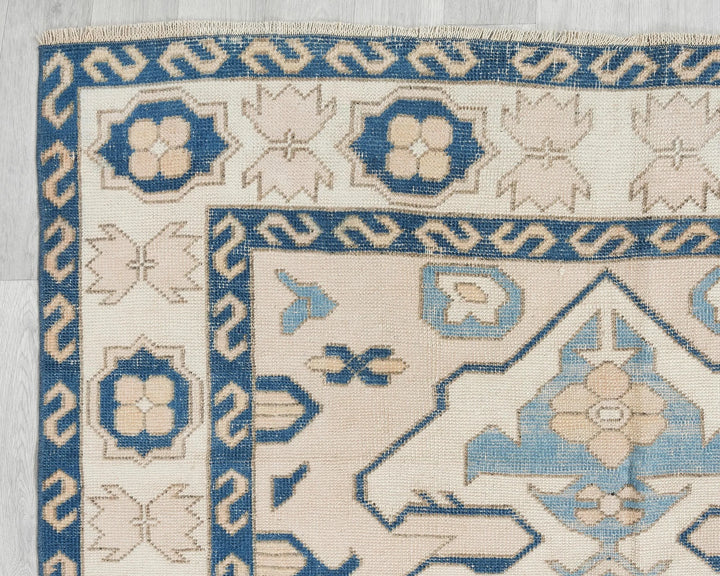 Beige Turkish Oushak Rug 5' 2" x 7' 8" Hand-Knotted | No. VR35676