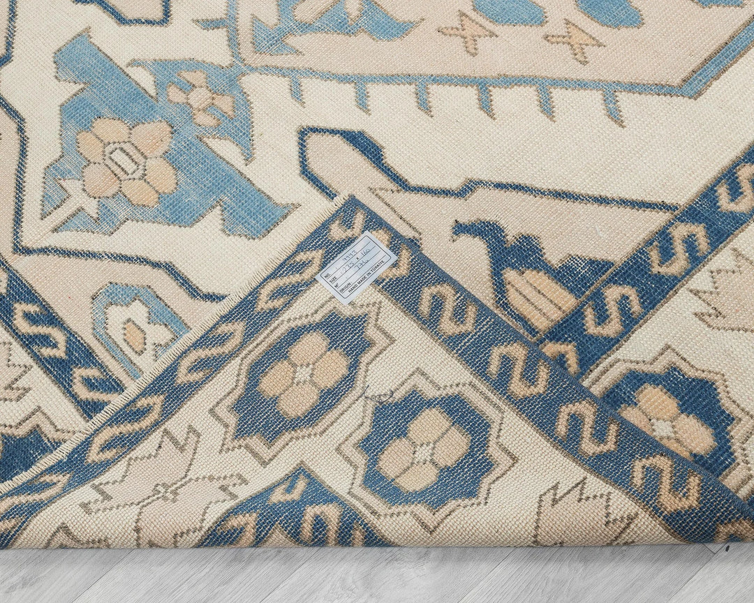 Beige Turkish Oushak Rug 5' 2" x 7' 8" Hand-Knotted | No. VR35676