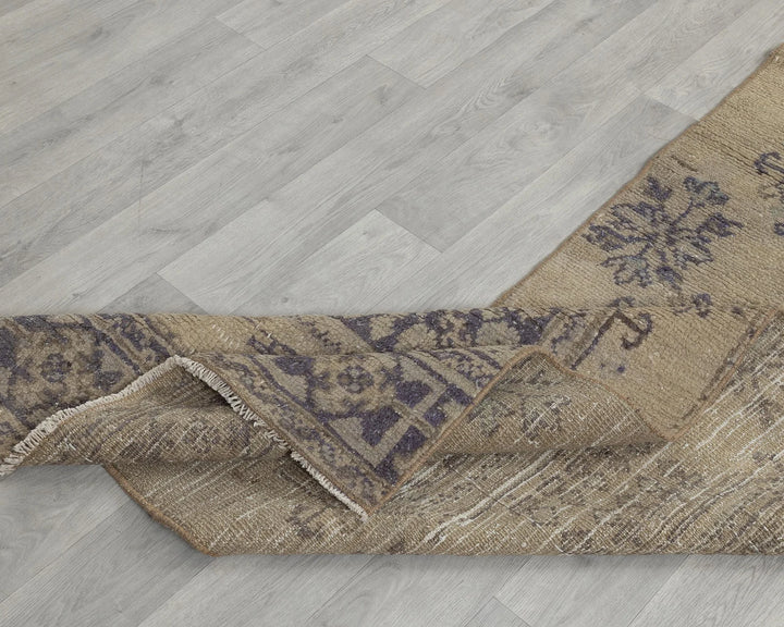 Beige Turkish Oushak Rug 2'6" x 10'10" Hand-Knotted field
