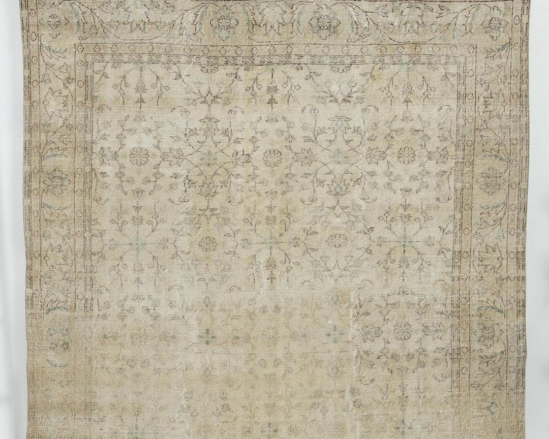 Beige Turkish Oushak Rug 7' x 10' 2" Hand-Knotted | No. VR35898