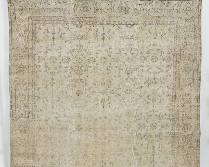 Beige Turkish Oushak Rug 7' x 10' 2" Hand-Knotted | No. VR35898