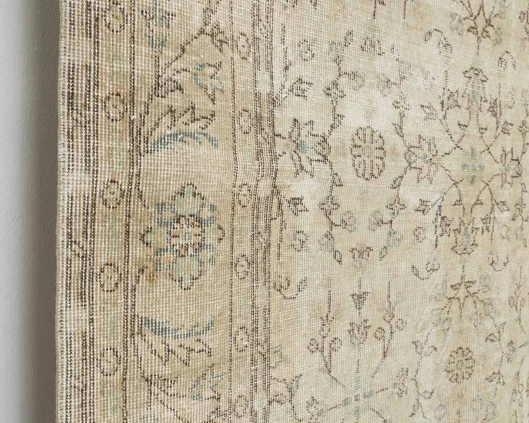 Beige Turkish Oushak Rug 7' x 10' 2" Hand-Knotted | No. VR35898