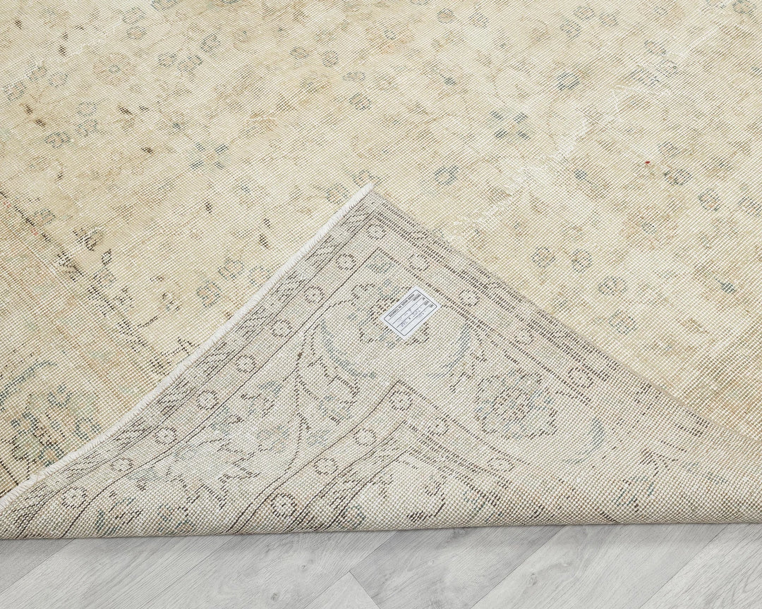 Beige Turkish Oushak Rug 7' x 10' 2" Hand-Knotted | No. VR35898