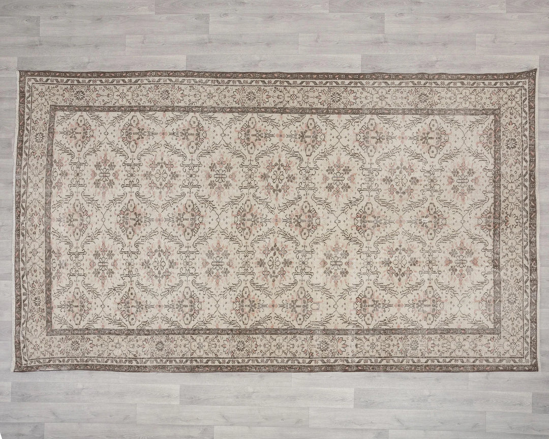 Beige Turkish Oushak Rug 5'10" x 9'10" Hand-Knotted | No. VR35959
