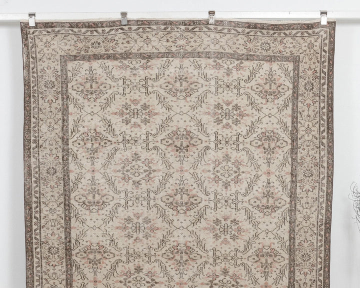 Beige Turkish Oushak Rug 5'10" x 9'10" Hand-Knotted | No. VR35959