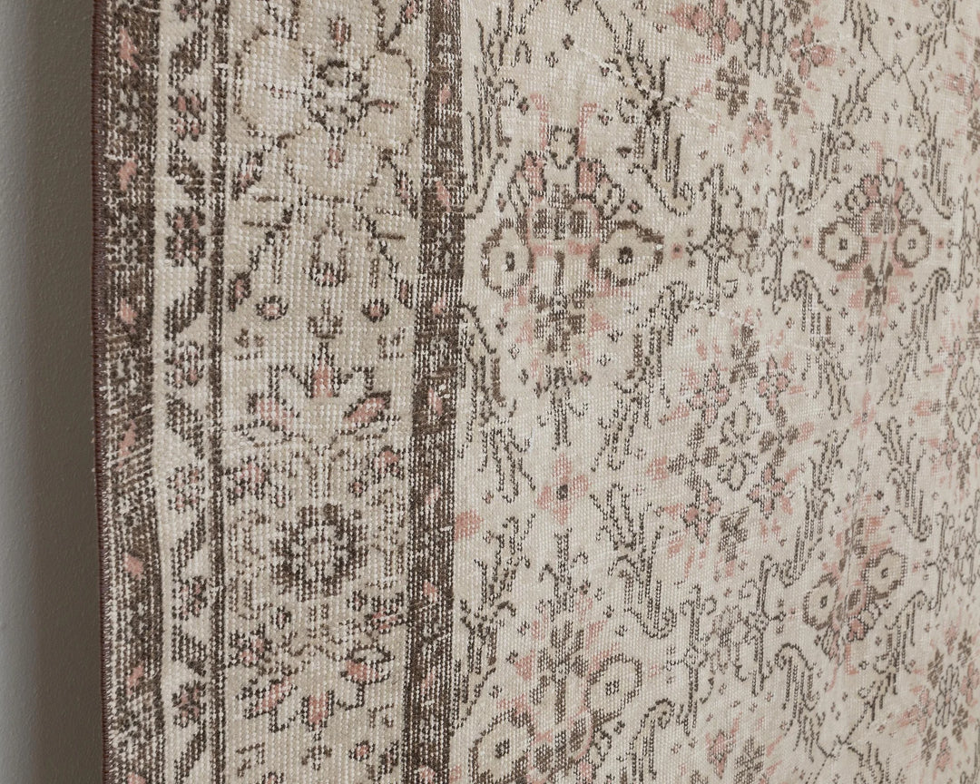 Beige Turkish Oushak Rug 5'10" x 9'10" Hand-Knotted | No. VR35959