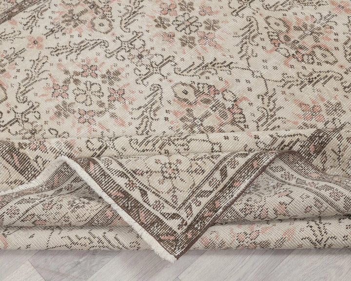 Beige Turkish Oushak Rug 5'10" x 9'10" Hand-Knotted | No. VR35959