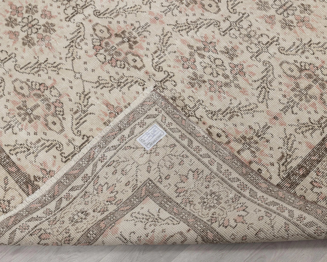 Beige Turkish Oushak Rug 5'10" x 9'10" Hand-Knotted | No. VR35959
