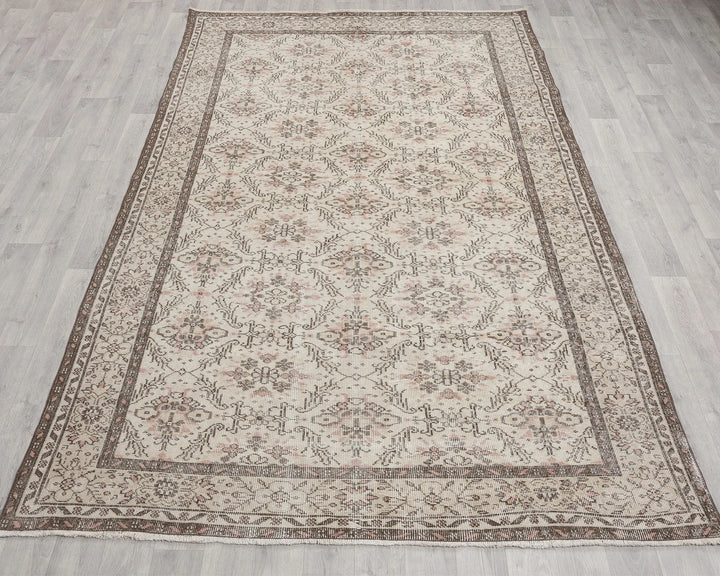 Beige Turkish Oushak Rug 5'10" x 9'10" Hand-Knotted | No. VR35959