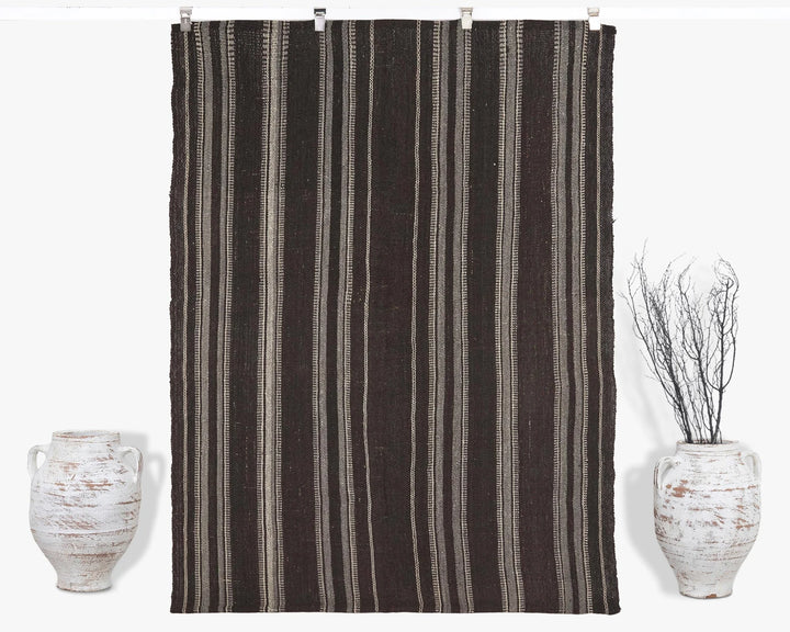 Brown Turkish Kilim Rug 4'10" x 6'6" Flat-Weave | No. VR35973