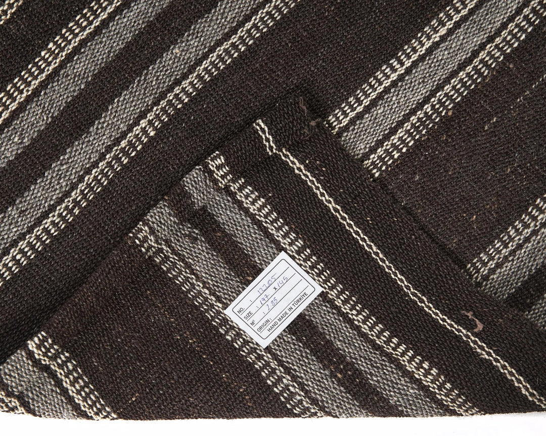 Brown Turkish Kilim Rug 4'10" x 6'6" Flat-Weave | No. VR35973
