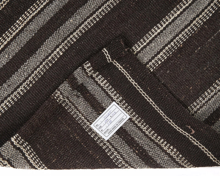 Brown Turkish Kilim Rug 4'10" x 6'6" Flat-Weave | No. VR35973
