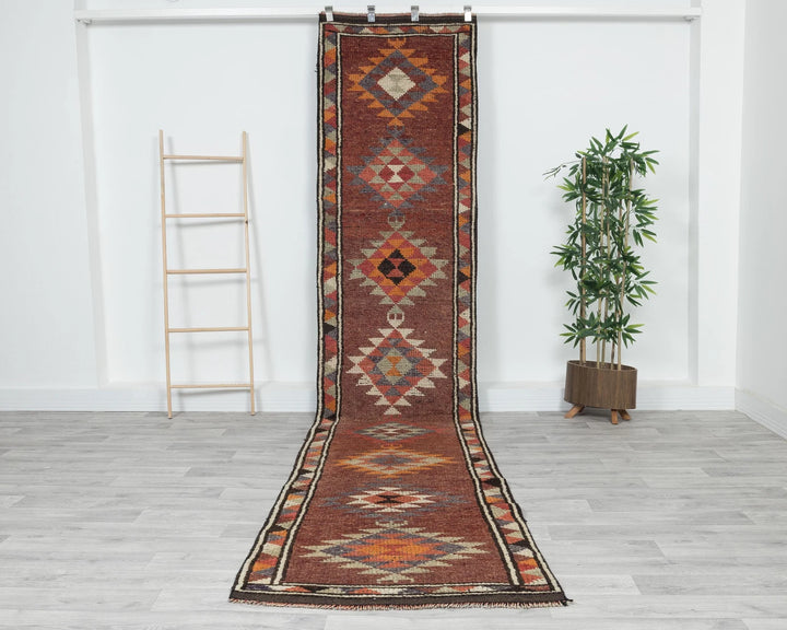 Multicolor Turkish Vintage Rug 2' 7" x 13' 3" Hand-Knotted | No. VR36166