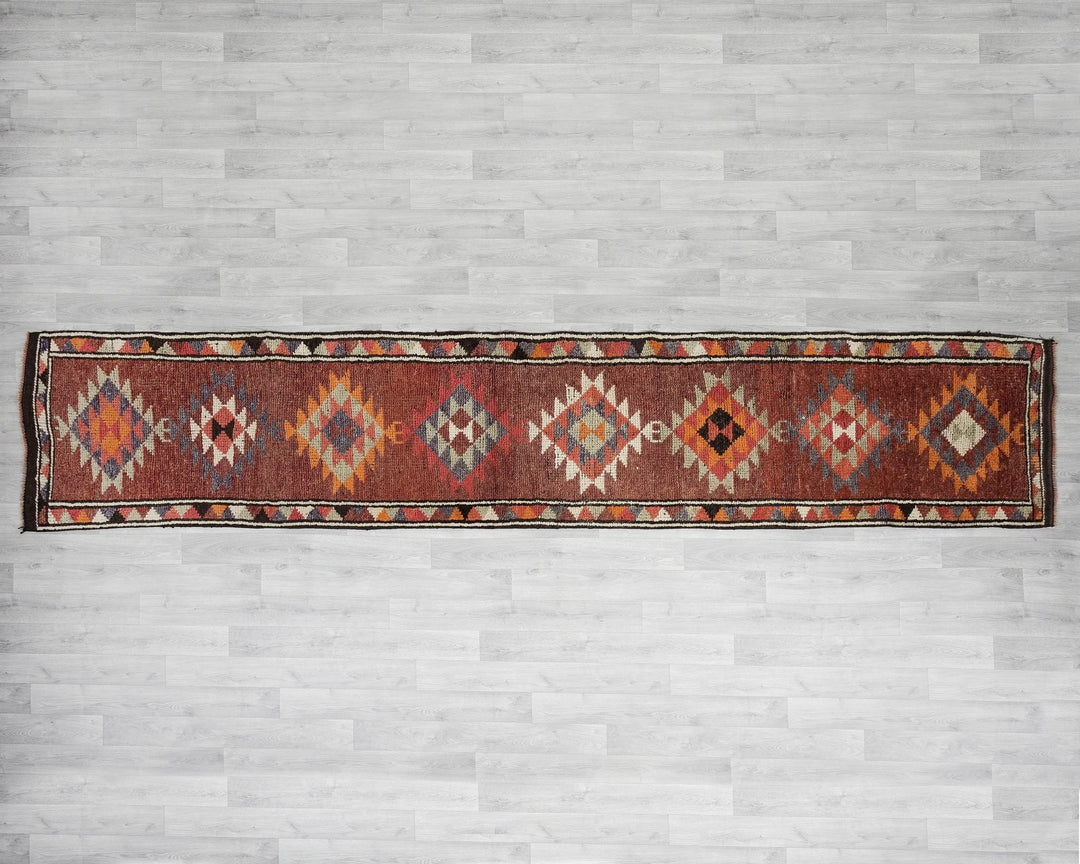 Multicolor Turkish Vintage Rug 2' 7" x 13' 3" Hand-Knotted | No. VR36166