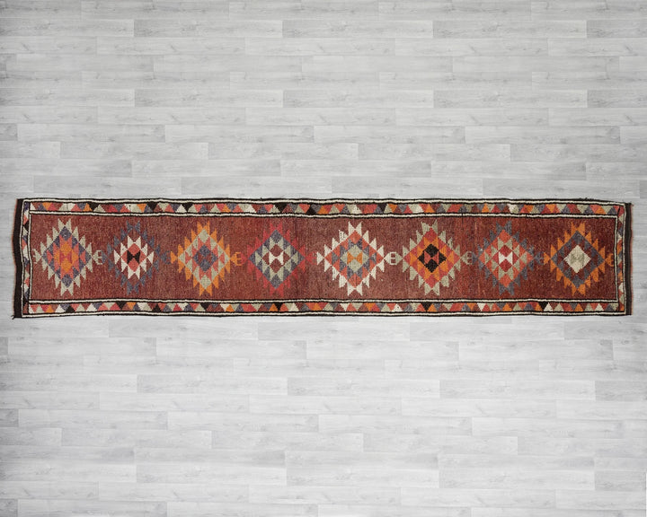 Multicolor Turkish Vintage Rug 2' 7" x 13' 3" Hand-Knotted | No. VR36166