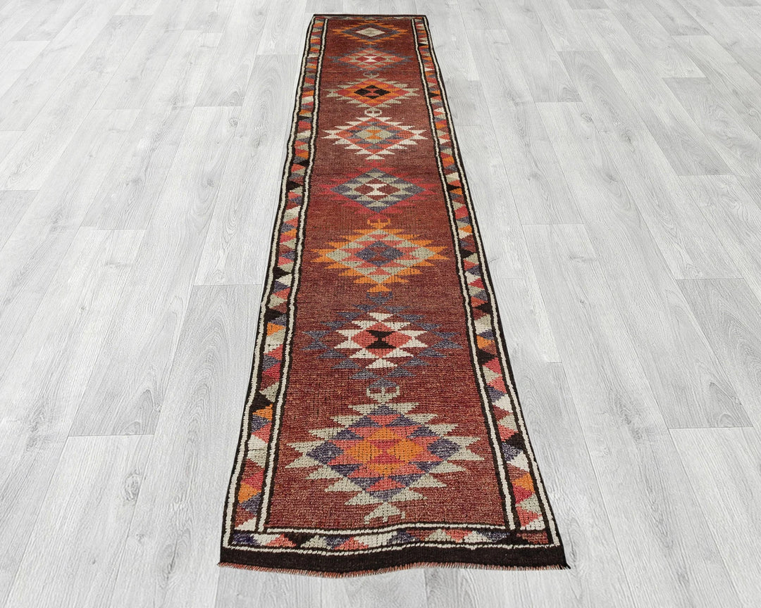 Multicolor Turkish Vintage Rug 2' 7" x 13' 3" Hand-Knotted | No. VR36166