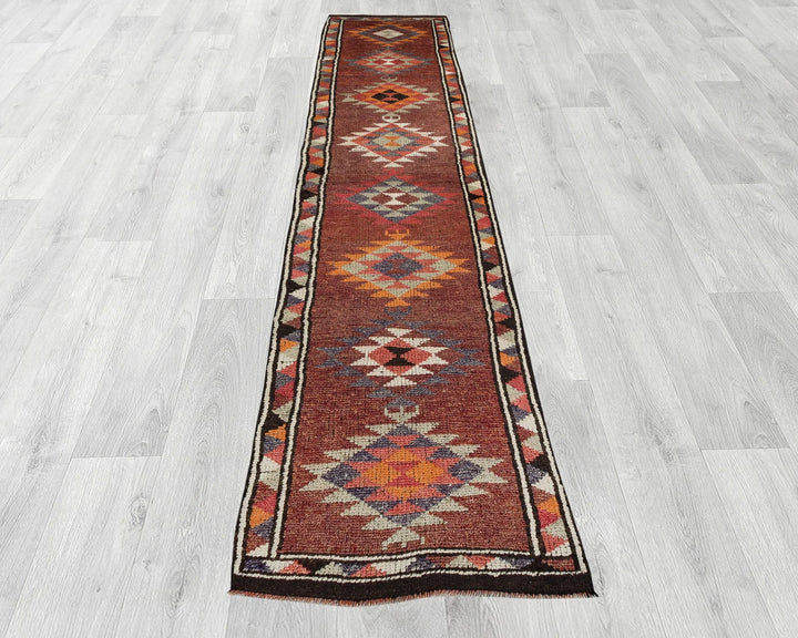 Multicolor Turkish Vintage Rug 2' 7" x 13' 3" Hand-Knotted | No. VR36166