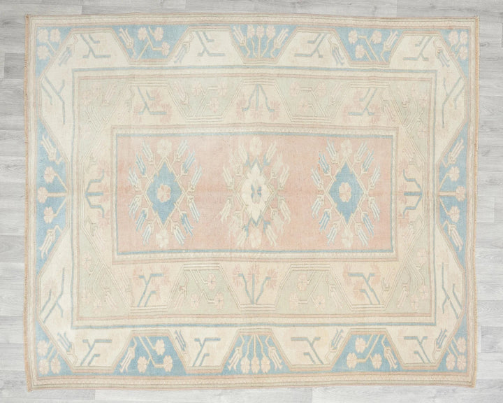 Multicolor Turkish Oushak Rug 6'11" x 5'11" Hand-Knotted | No. VR36354