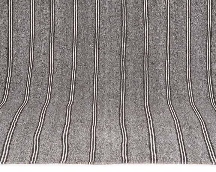 Gray Turkish Kilim Rug 6' 11" x 10' 6" Flat-Weave | No. VR36469