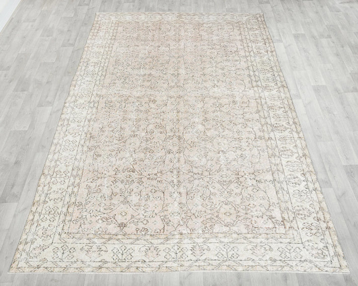 Beige Turkish Oushak Rug 6' 6" x 9' 10" Hand-Knotted | No. VR36503
