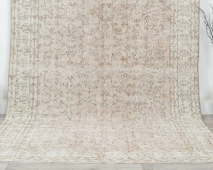 Beige Turkish Oushak Rug 6' 6" x 9' 10" Hand-Knotted | No. VR36503