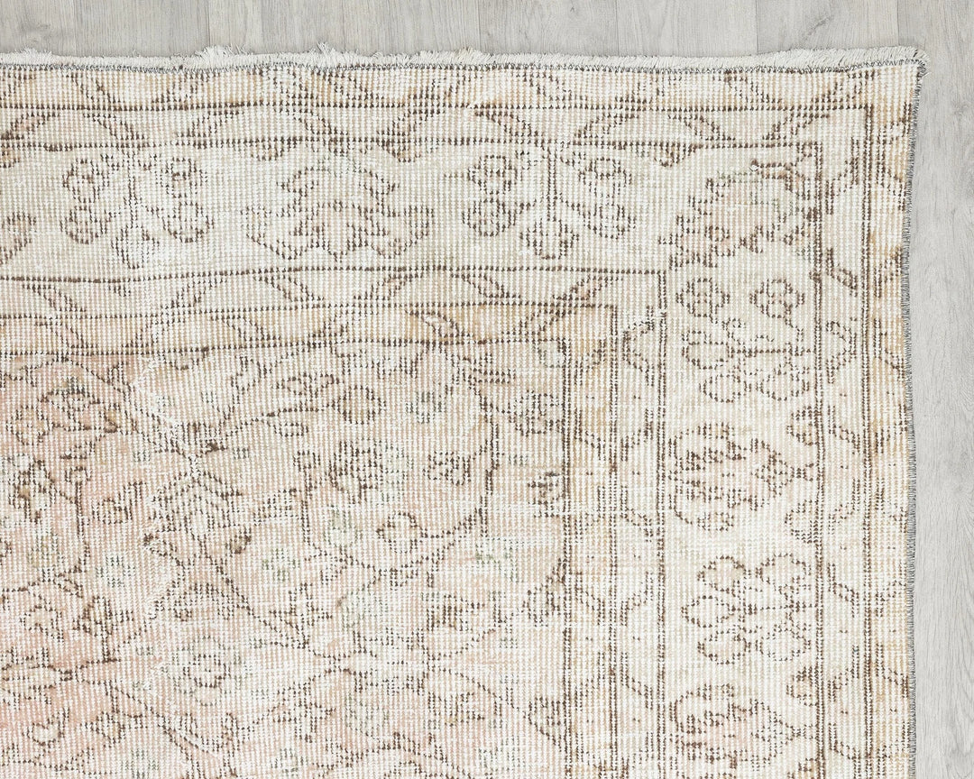 Beige Turkish Oushak Rug 6' 6" x 9' 10" Hand-Knotted | No. VR36503