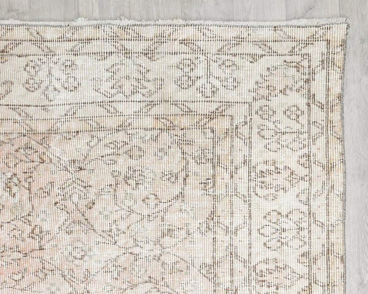 Beige Turkish Oushak Rug 6' 6" x 9' 10" Hand-Knotted | No. VR36503